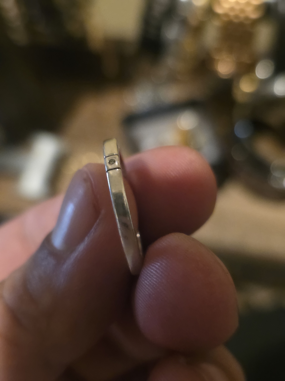 Pandora Silver Tone Engraved Logo Ring